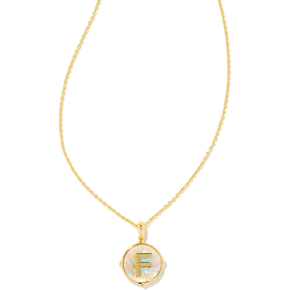 imageKendra Scott 14k GoldPlated Brass Letter AZ Disc Reversible Pendant Necklace Fashion Jewelry for WomenLetter F