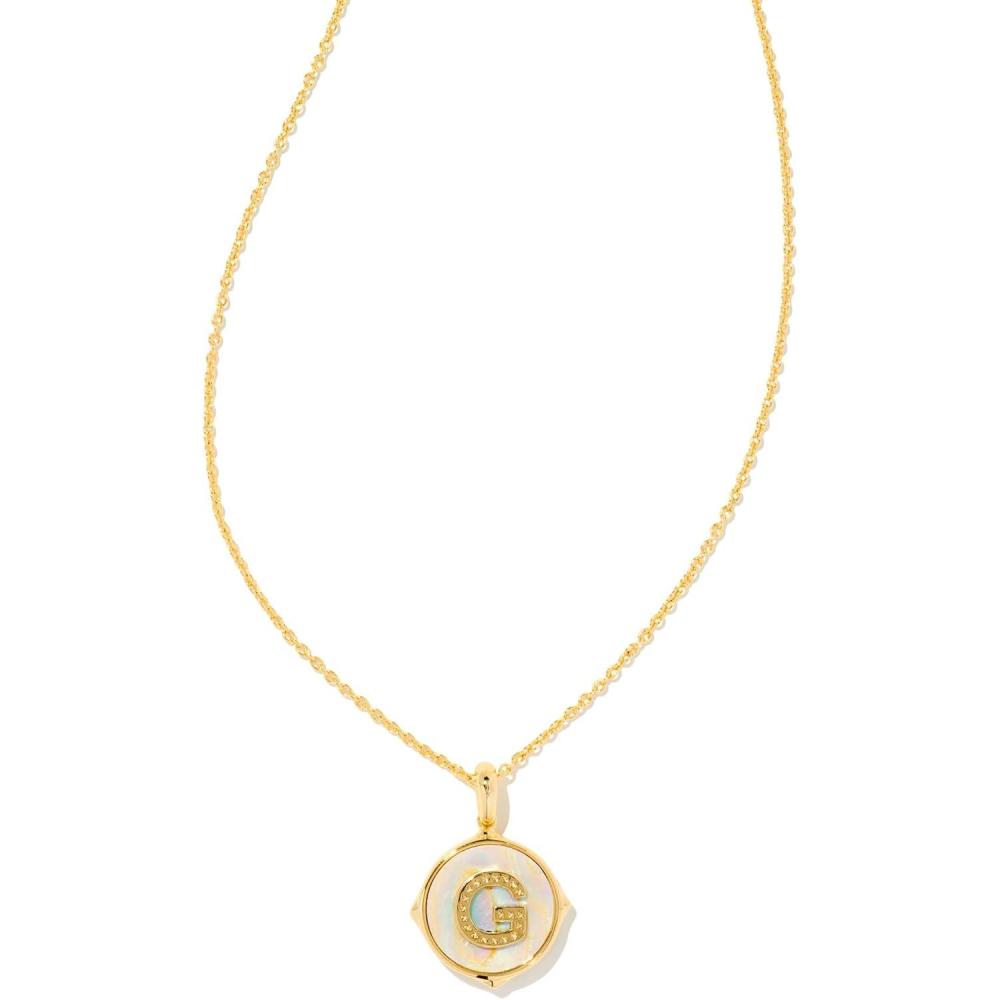 imageKendra Scott 14k GoldPlated Brass Letter AZ Disc Reversible Pendant Necklace Fashion Jewelry for WomenLetter G