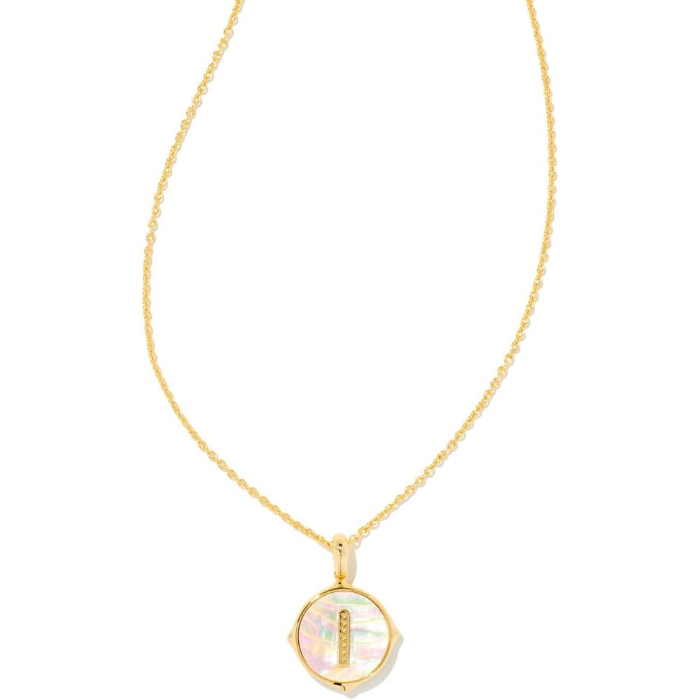 imageKendra Scott 14k GoldPlated Brass Letter AZ Disc Reversible Pendant Necklace Fashion Jewelry for WomenLetter I