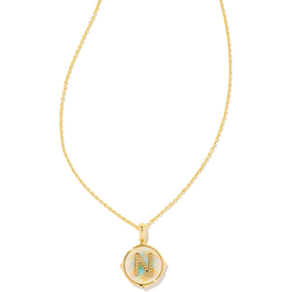 imageKendra Scott 14k GoldPlated Brass Letter AZ Disc Reversible Pendant Necklace Fashion Jewelry for WomenLetter N
