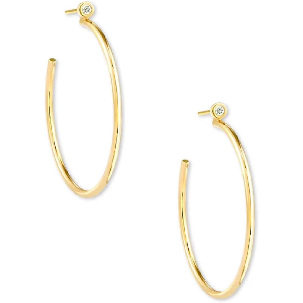 imageKendra Scott Audrey Hoop Earring 14k Yellow Gold White Diamond