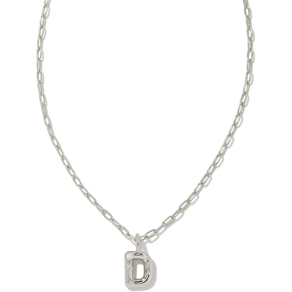 imageKendra Scott Crystal Letter Short Pendant Necklace Fashion Jewelry for WomenLetter D RHODIUMPLATED