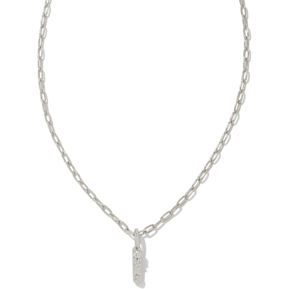 imageKendra Scott Crystal Letter Short Pendant Necklace Fashion Jewelry for WomenLetter I RHODIUMPLATED