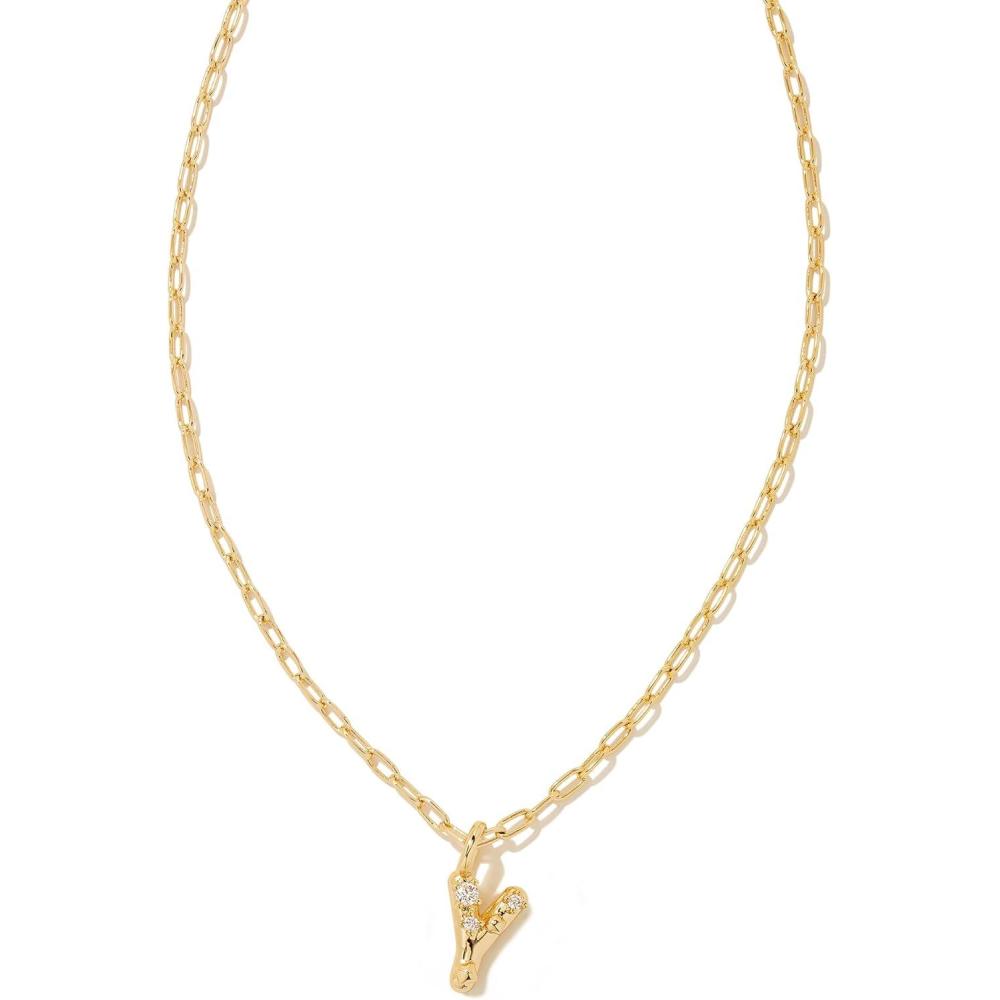 imageKendra Scott Crystal Letter Short Pendant Necklace Fashion Jewelry for WomenLetter Y GOLDPLATED