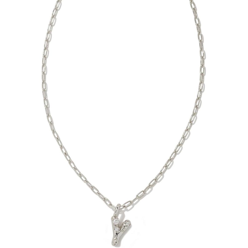 imageKendra Scott Crystal Letter Short Pendant Necklace Fashion Jewelry for WomenLetter Y RHODIUMPLATED