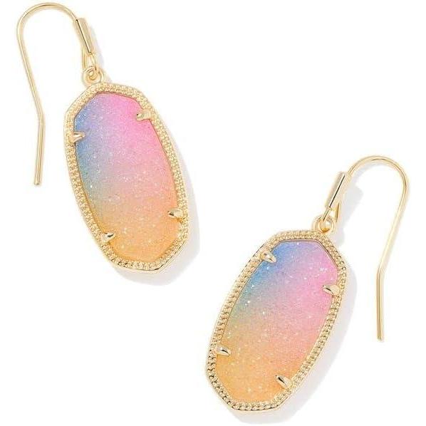 imageKendra Scott Dani Drop Earrings for Women Fashion JewelryGOLD PINK WATERCOLOR DRUSY