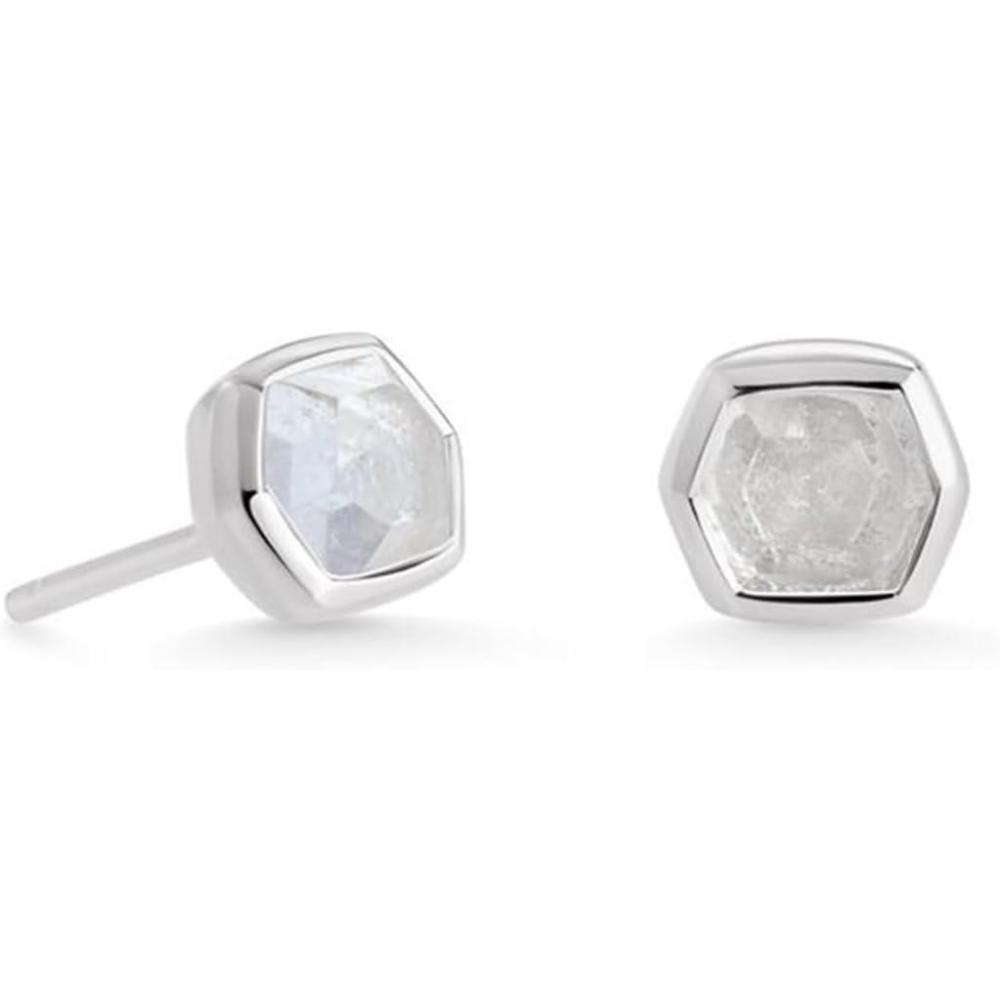 imageKendra Scott Davie Stud Earrings in Sterling Silver Fine Jewelry for Women Rock Crystal