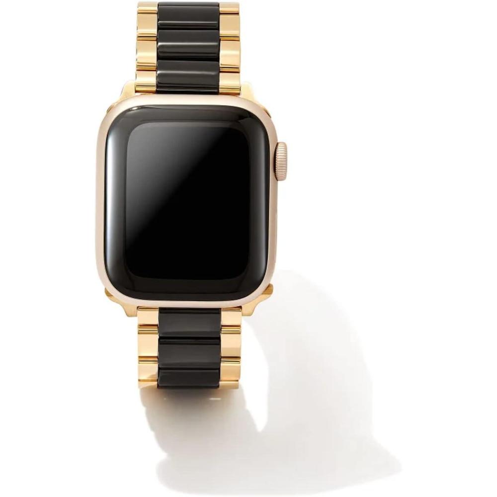 imageKendra Scott Dira 3 Link Watch Bands Compatible with Apple Watch and 20mm Samsung Galaxy WatchGold  Black Tone
