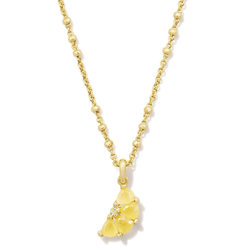 imageKendra Scott Lemon Short Pendant Necklace 14K GoldPlated Brass Fashion Jewelry for Women Yellow Opalite Glass
