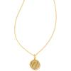 Kendra Scott 14k Gold-Plated Brass Letter A-Z Disc Reversible Pendant Necklace, Fashion Jewelry for Women(Letter W)