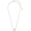Kendra Scott Letters A-Z Pendant Necklace for Women, Fashion Jewelry, Rhodium-Plated Brass(Letter M)