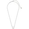 Kendra Scott Letters A-Z Pendant Necklace for Women, Fashion Jewelry, Rhodium-Plated Brass(Letter U)