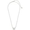 Kendra Scott Letters A-Z Pendant Necklace for Women, Fashion Jewelry, Rhodium-Plated Brass(Letter W)