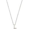 Kendra Scott Letters A-Z Pendant Necklace for Women, Fashion Jewelry, Rhodium-Plated Brass(Letter L)
