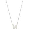 Kendra Scott Letters A-Z Pendant Necklace for Women, Fashion Jewelry, Rhodium-Plated Brass(Letter M)