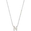 Kendra Scott Letters A-Z Pendant Necklace for Women, Fashion Jewelry, Rhodium-Plated Brass(Letter N)