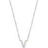 Kendra Scott Letters A-Z Pendant Necklace for Women, Fashion Jewelry, Rhodium-Plated Brass(Letter V)