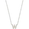 Kendra Scott Letters A-Z Pendant Necklace for Women, Fashion Jewelry, Rhodium-Plated Brass(Letter W)