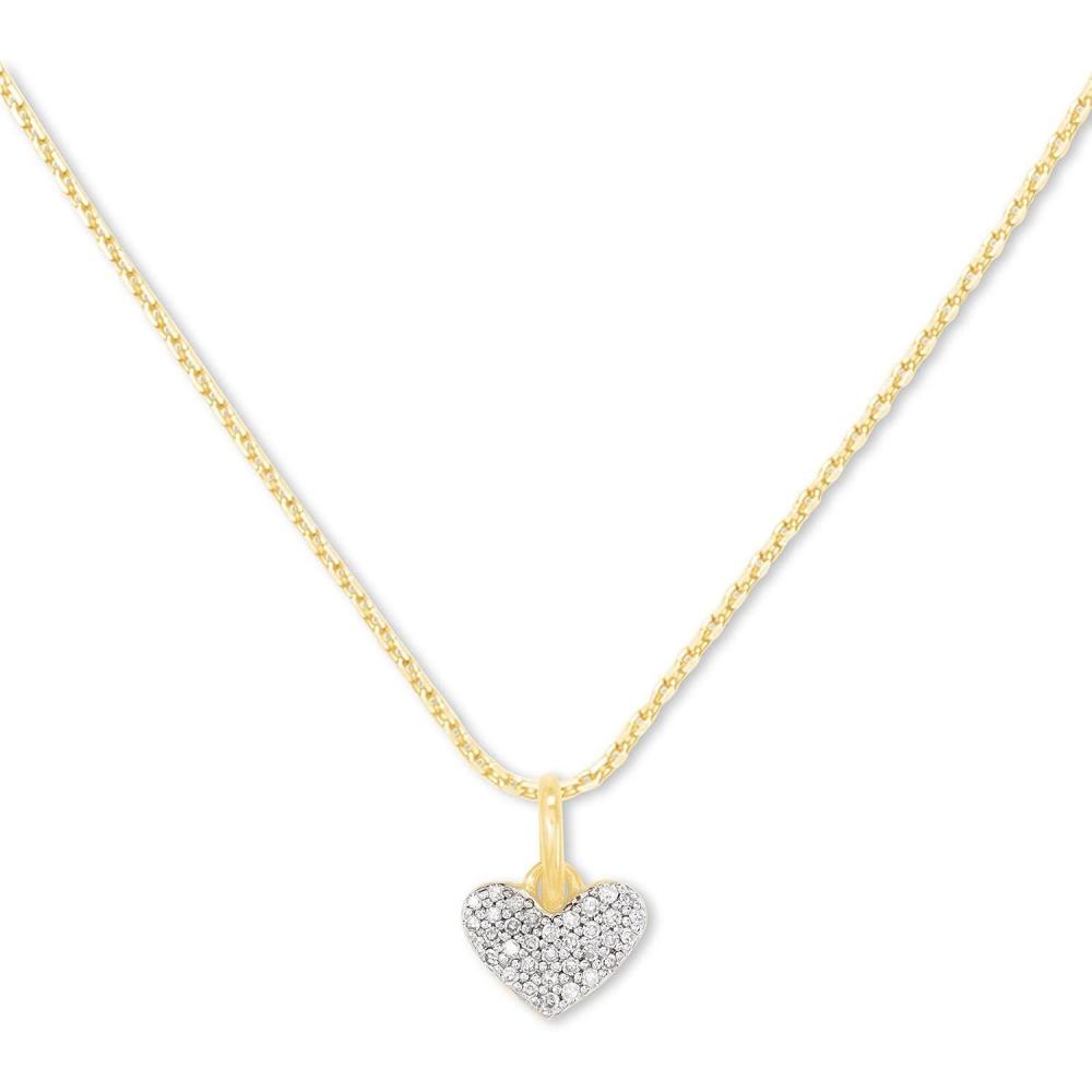 imageKendra Scott Ari Pave Heart 18k Gold Vermeil Charm Necklace in White Diamond Fine Jewelry for Women