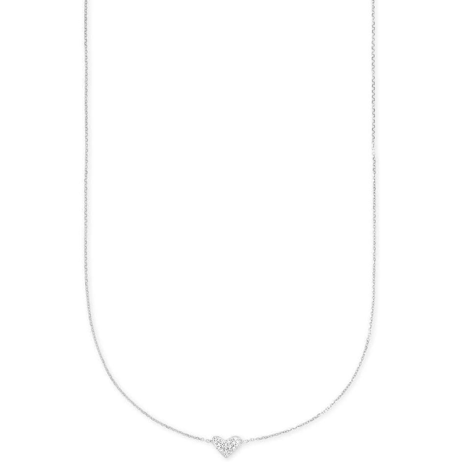 imageKendra Scott White Diamond Heart Pendant Necklace in 14k Gold Fine Jewelry for Women14K WHITE GOLD  CRYSTAL CLEAR DIAMOND
