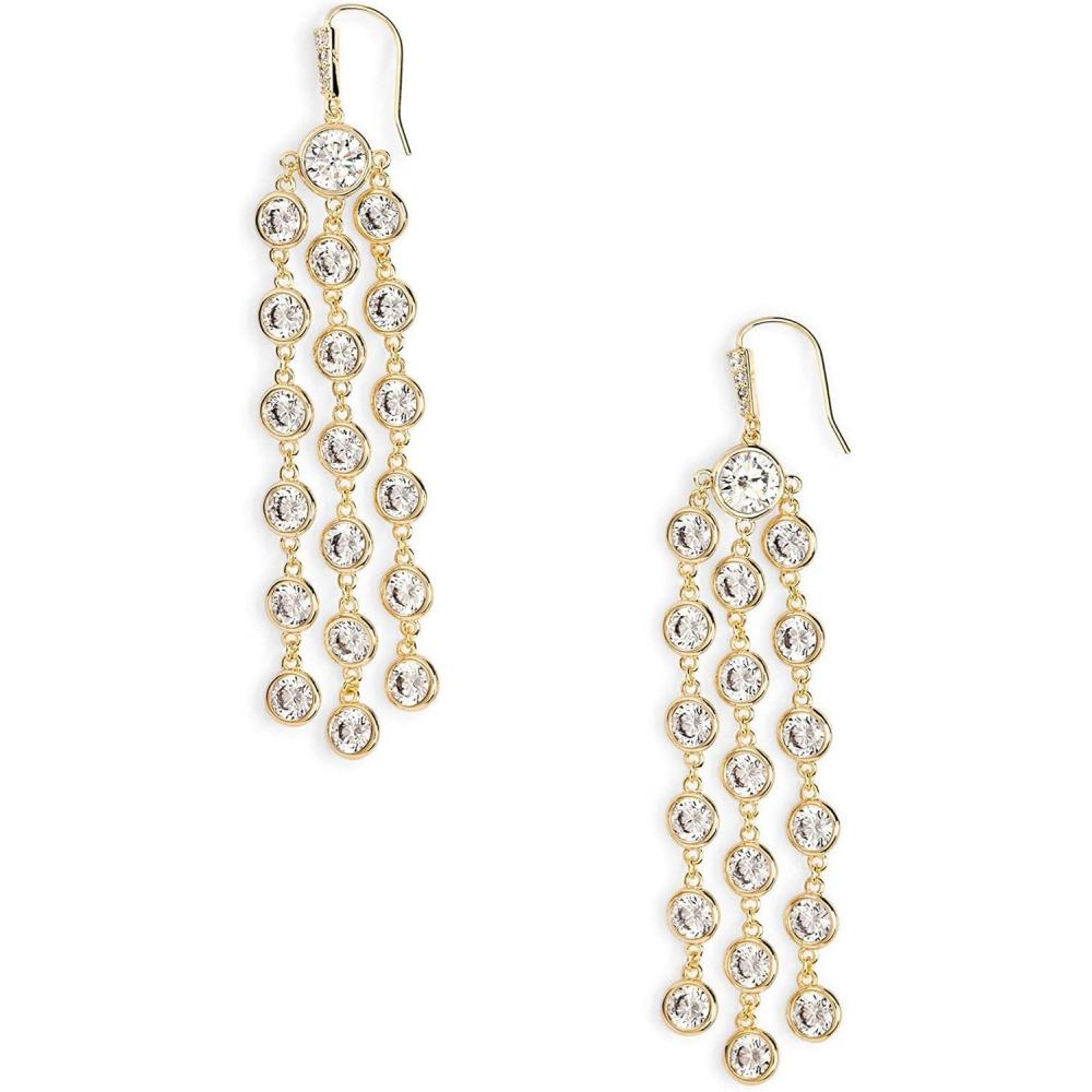 imageKendra Scott Daya Statement Earrings Fashion Jewelry for WomenGOLD METAL WHITE CUBIC ZIRCONIA