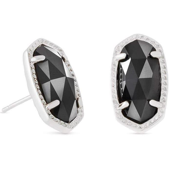 imageKendra Scott Ellie Stud Earrings for Women Fashion JewelryRHODIUM BLACK OPAQUE GLASS