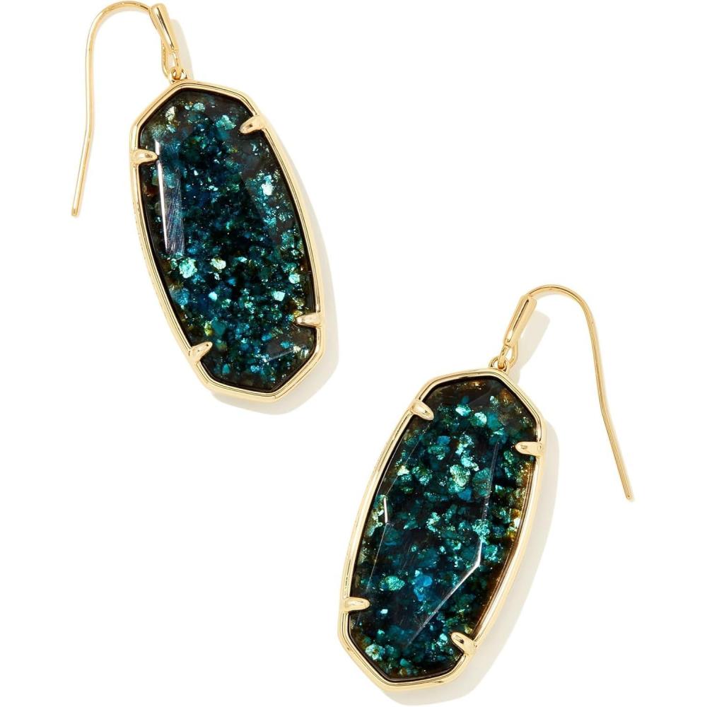 imageKendra Scott Faceted Elle Drop Earrings Fashion Jewelry for WomenGOLD DARK TEAL MICA