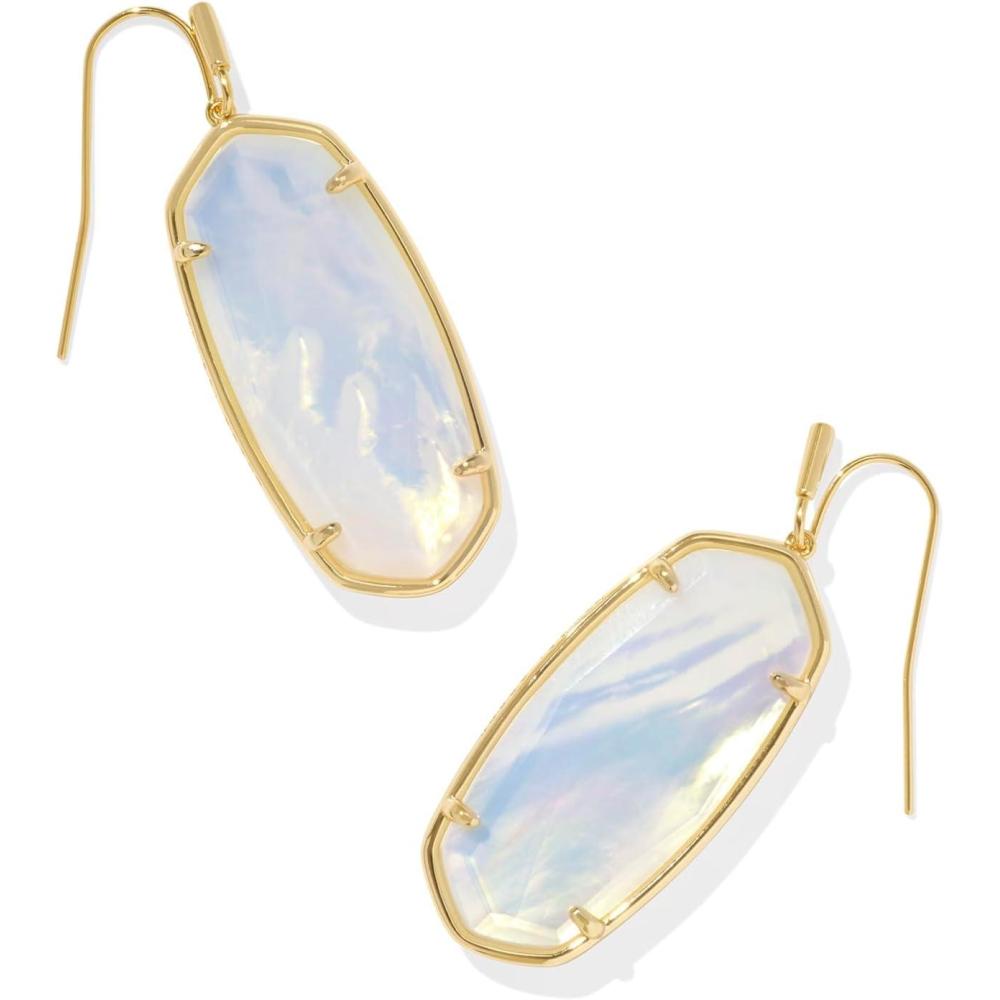 imageKendra Scott Faceted Elle Drop Earrings Fashion Jewelry for WomenGOLD IRIDESCENT OPALITE ILLUSION