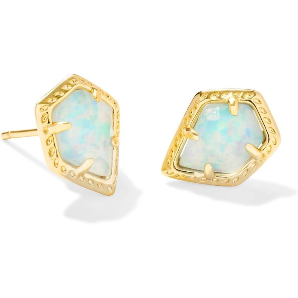 imageKendra Scott Framed Tess Stud Earrings Fashion Jewelry for WomenGOLD LUSTER LIGHT BLUE OPAL