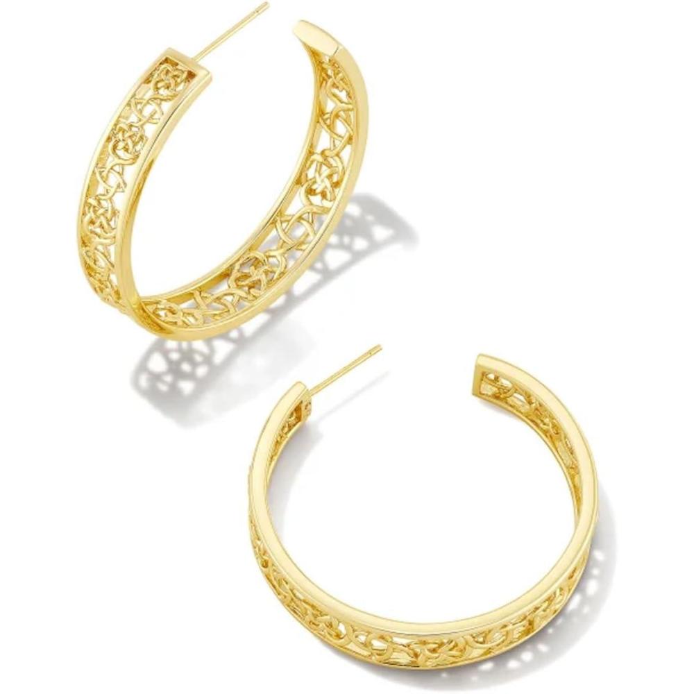 imageKendra Scott Kelly Hoop Earring 14k Gold Plated Brass Fashion Jewelry for Women