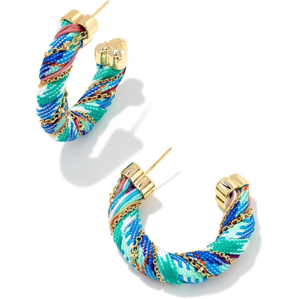 imageKendra Scott Masie Corded Hoop Earrings Fashion Jewelry for WomenGOLD TURQUOISE MIX