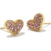 Kendra Scott Ari Pave Crystal Heart Stud Earrings, Fashion Jewelry for Women(GOLD – KUNZITE PURPLE)
