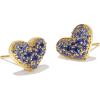 Kendra Scott Ari Pave Crystal Heart Stud Earrings, Fashion Jewelry for Women(GOLD – SAPPHIRE VIVID BLUE)