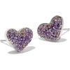 Kendra Scott Ari Pave Crystal Heart Stud Earrings, Fashion Jewelry for Women(RHODIUM – SAPPHIRE LAVENDER BLUE)