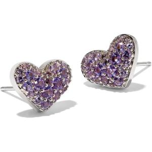 Kendra Scott Ari Pave Crystal Heart Stud Earrings, Fashion Jewelry for Women(RHODIUM – SAPPHIRE LAVENDER BLUE)