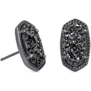 Kendra Scott Ellie Stud Earrings for Women, Fashion Jewelry(GUNMETAL – BLACK DRUSY)