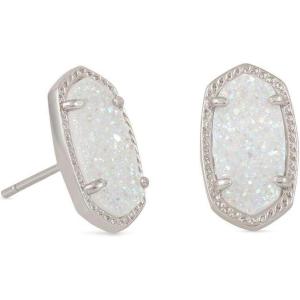 Kendra Scott Ellie Stud Earrings for Women, Fashion Jewelry(RHODIUM – IRIDESCENT DRUSY)