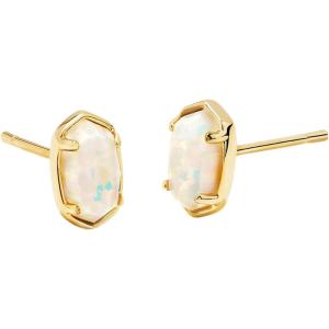 Kendra Scott Emilie Stud Earrings for Women, Fashion Jewelry(GOLD – WHITE OPAL)