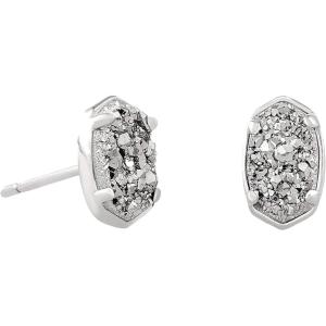 Kendra Scott Emilie Stud Earrings for Women, Fashion Jewelry(RHODIUM PLATINUM DRUSY)