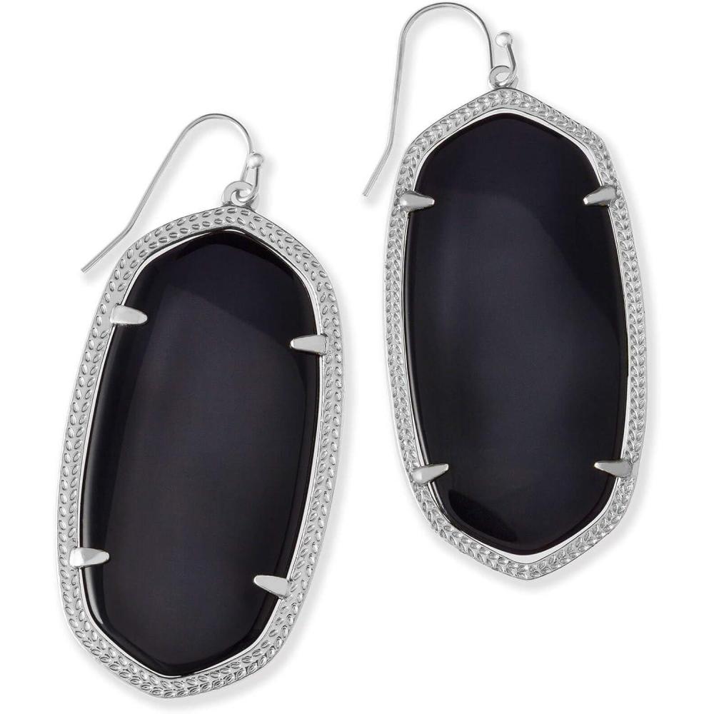 imageKendra Scott Danielle Statement Earrings for Women Fashion JewelryRHODIUM BLACK OPAQUE GLASS