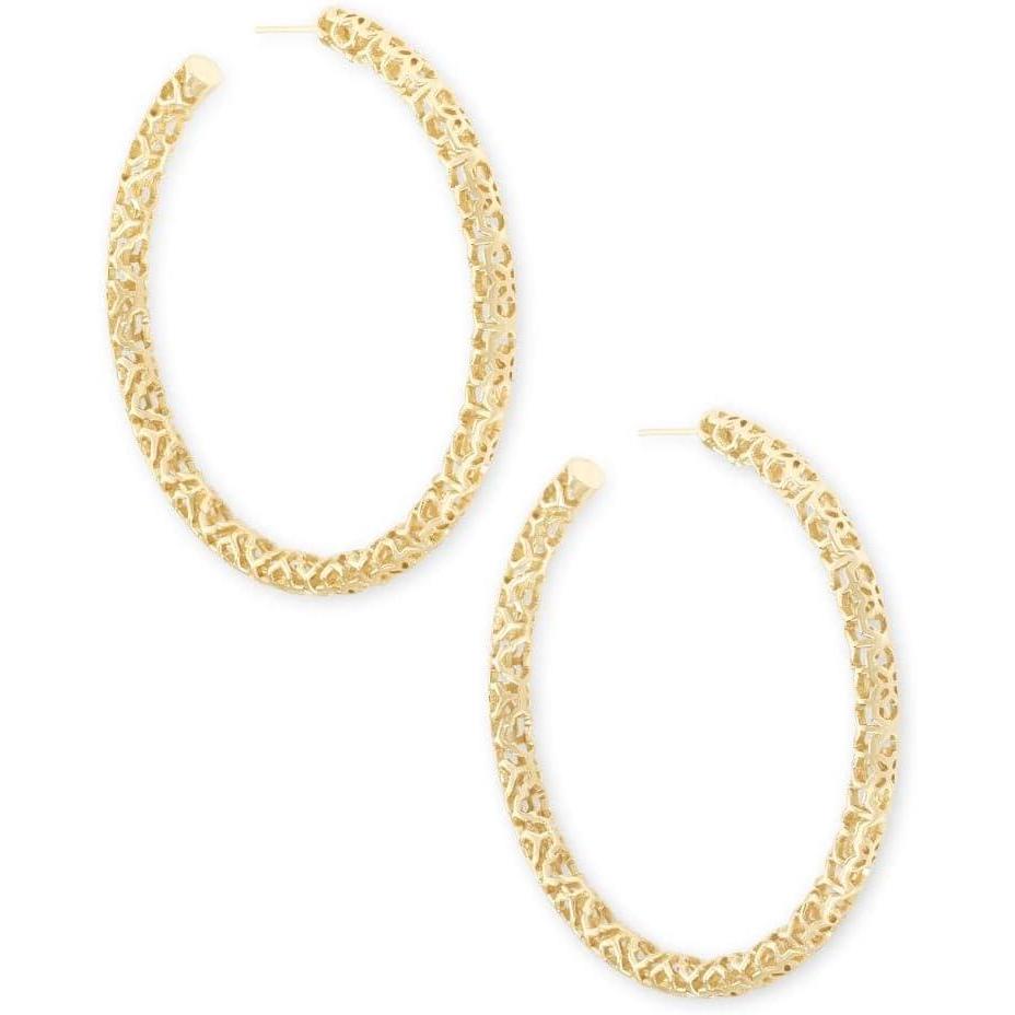 imageKendra Scott Maggie 25quot Hoop Earrings for Women Fashion JewelryGOLD  FILIGREE METAL