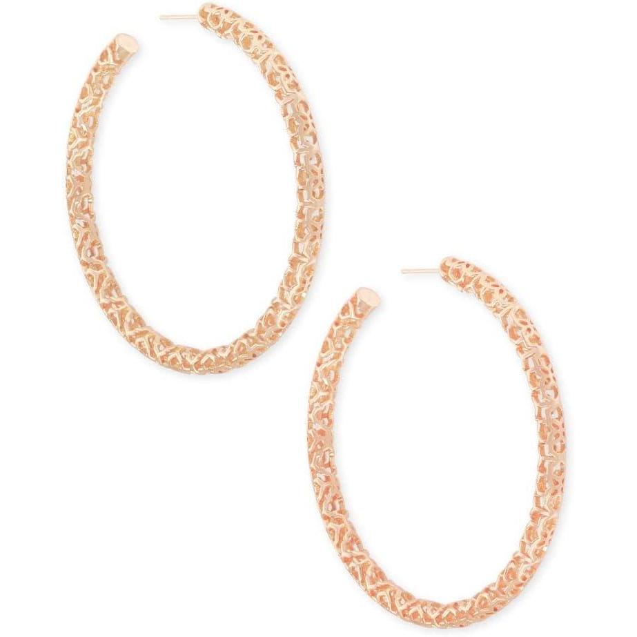 imageKendra Scott Maggie 25quot Hoop Earrings for Women Fashion JewelryROSE GOLD FILIGREE METAL