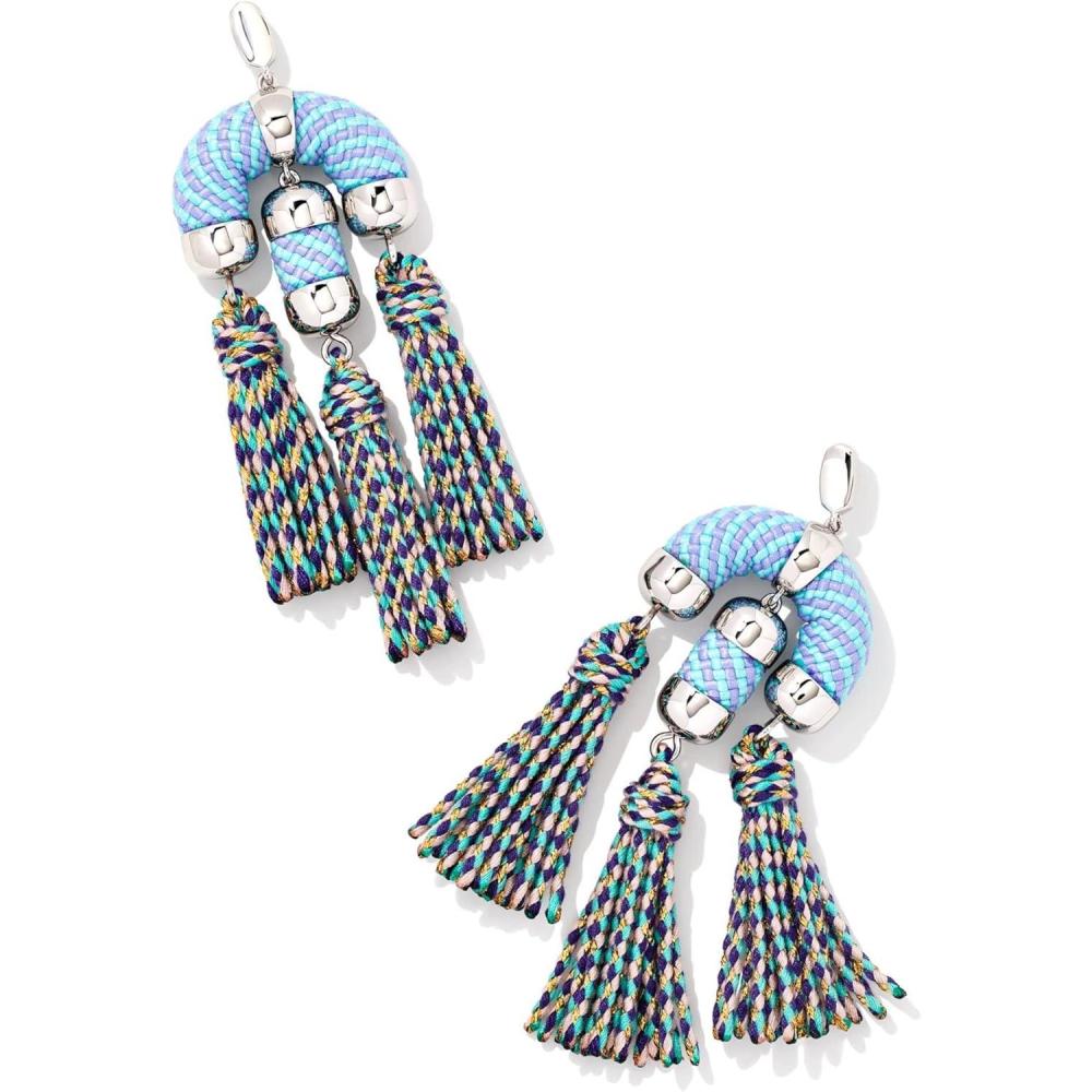 imageKendra Scott Masie Statement Tassle Earrings Fashion Jewelry for WomenRHODIUM PERIWINKLE MIX