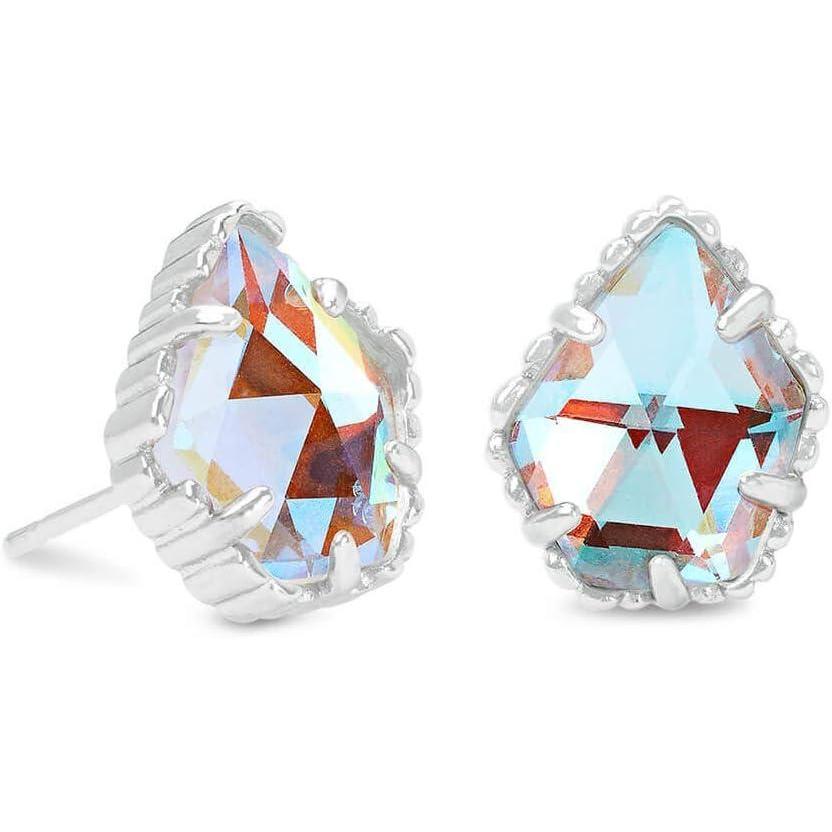 imageKendra Scott Tessa Stud Earrings for Women Fashion JewelryRHODIUM IRIDESCENT DICHROIC GLASS