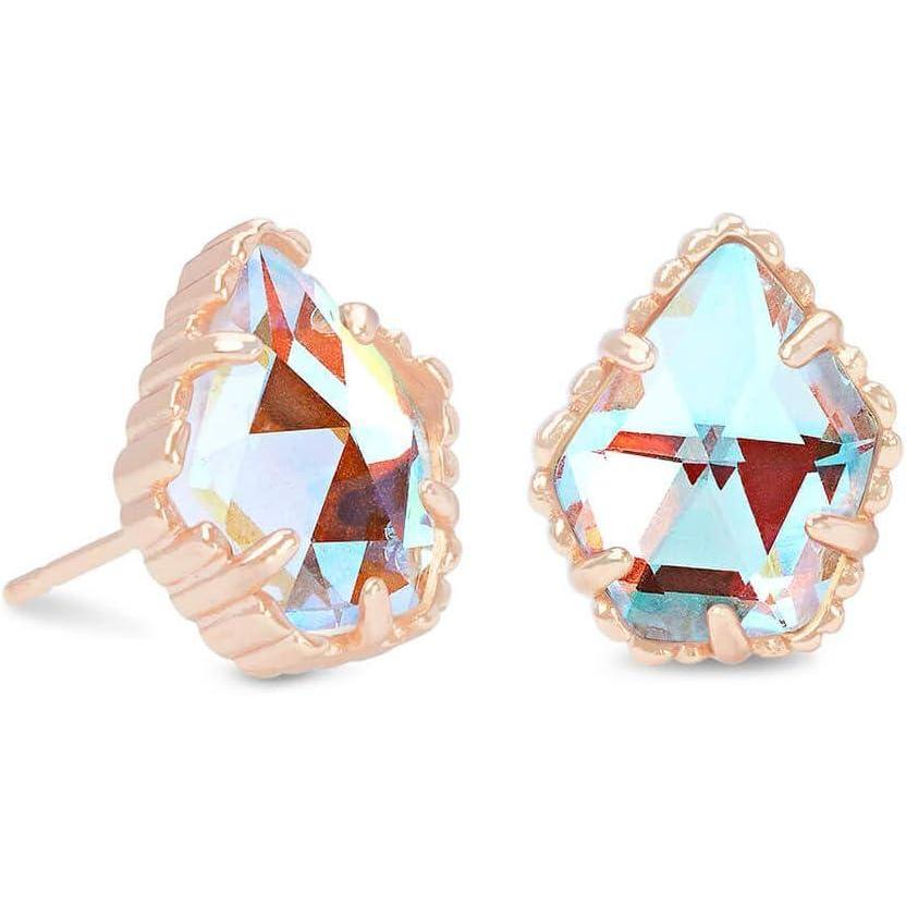 imageKendra Scott Tessa Stud Earrings for Women Fashion JewelryROSE GOLD IRIDESCENT DICHROIC GLASS