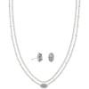 Kendra Scott Emilie Stud Earrings and Necklace Gift Set for Women, Fashion Jewelry(RHODIUM PLATINUM DRUSY)
