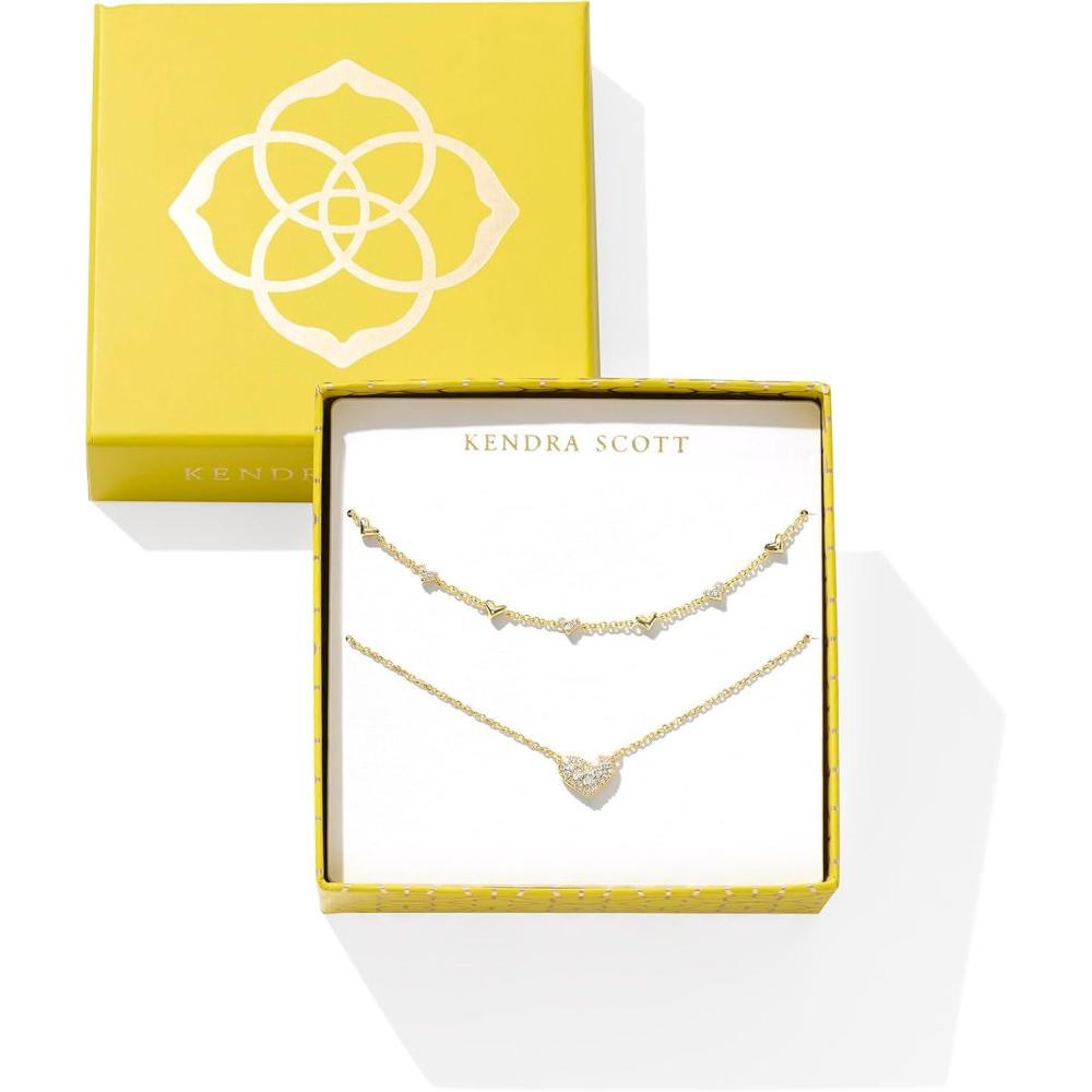 imageKendra Scott Ari ampamp Haven Heart Necklace Gift Set Fashion Jewelry for WomenGOLD  WHITE CUBIC ZIRCONIA
