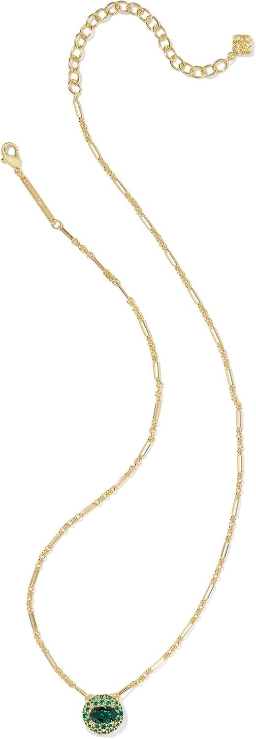 imageKendra Scott Bella Short Pendant Necklace Fashion Jewelry for WomenGOLD DARK GREEN CRYSTAL