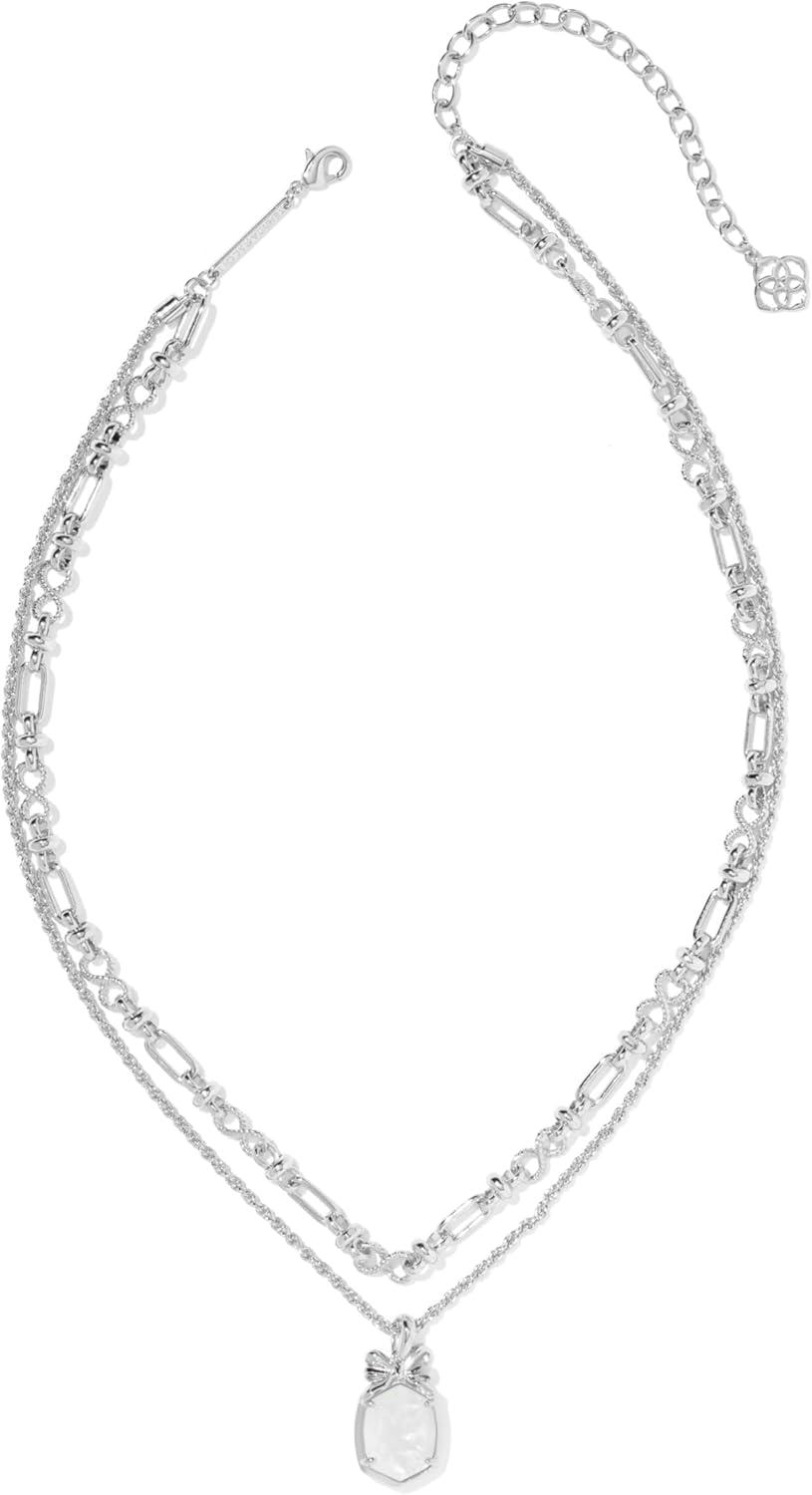 imageKendra Scott Daphne Bow Multi Strand Necklace Fashion Jewelry for WomenRHODIUM IRIDESCENT CRYSTAL IVORY ILLUSION