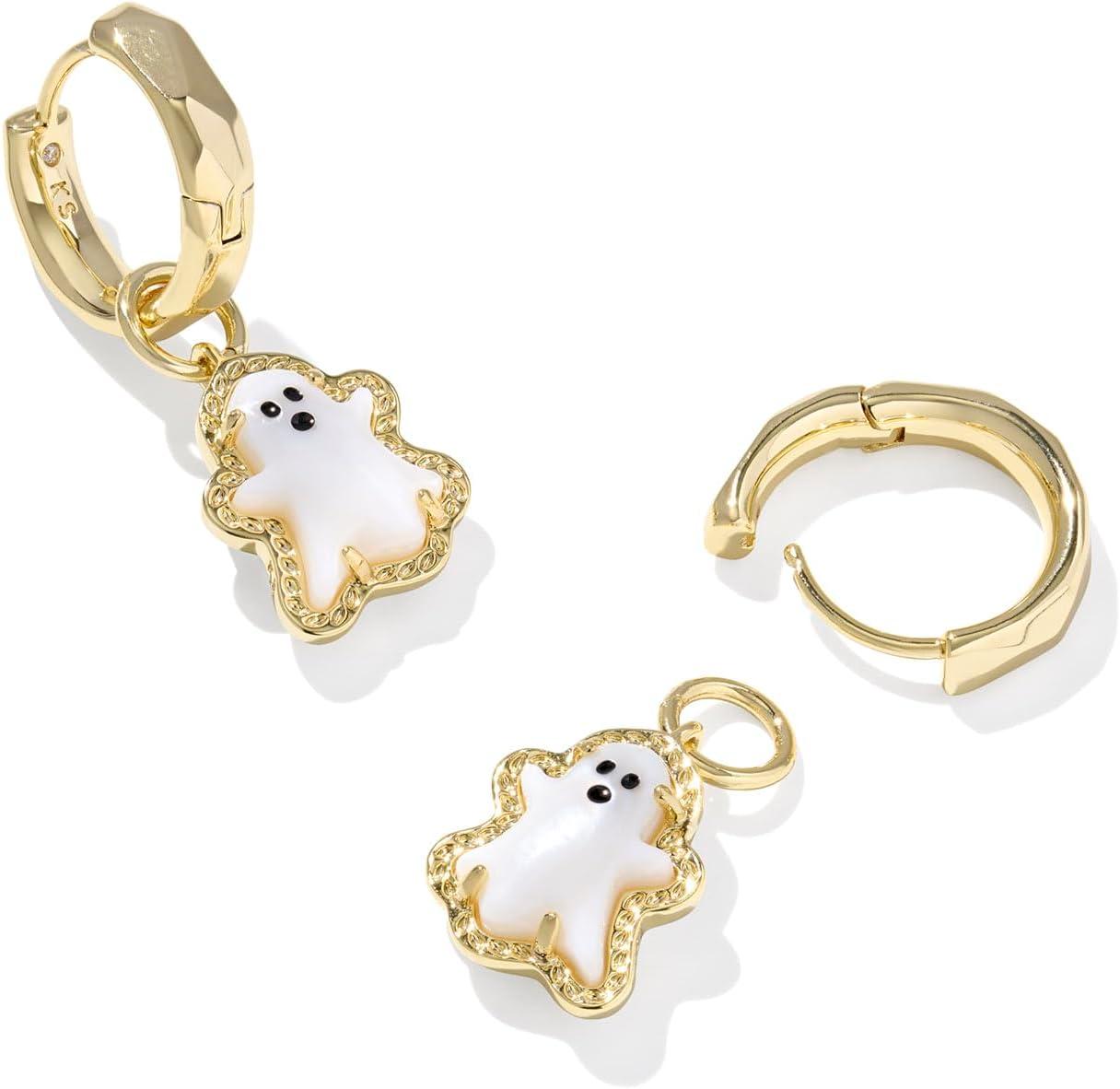 imageKendra Scott Ghost Huggie Earrings 14K GoldPlated Brass Fashion Jewelry for Women White Mother Of Pearl